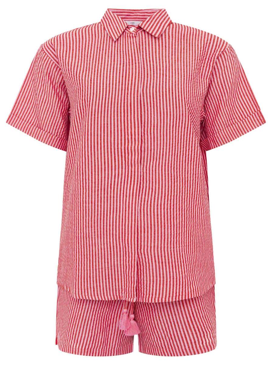 Set Hemd Hose Kurz Gestreift Rot