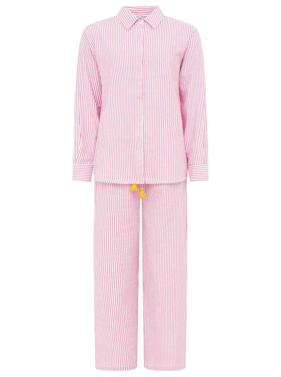Set Hemd Hose Lang gestreift Pink