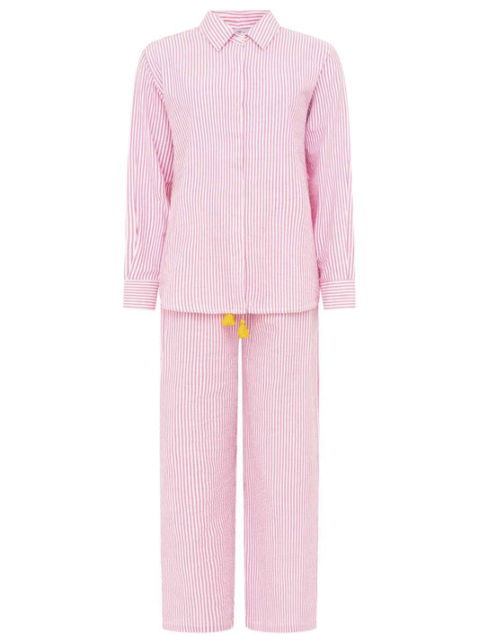 Set Hemd Hose Lang gestreift Pink