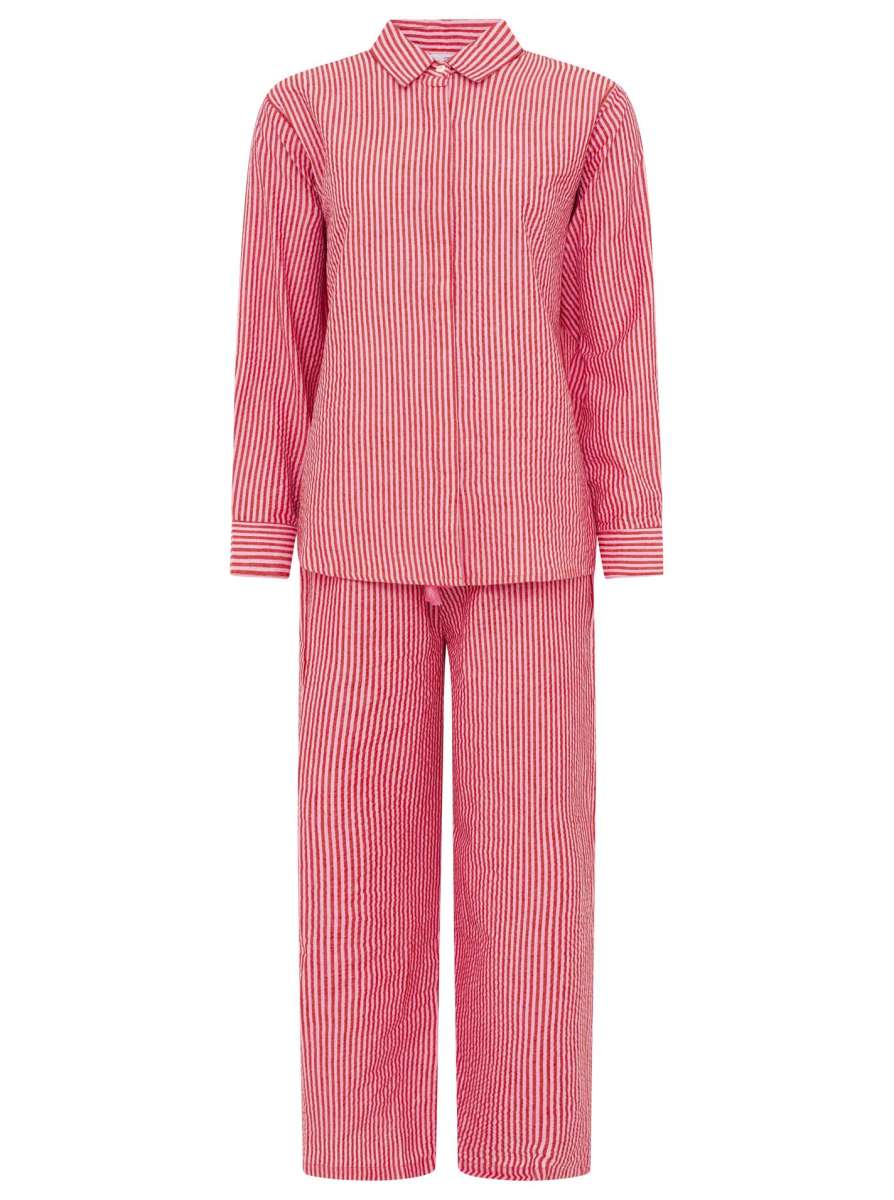 Set Hemd Hose Lang gestreift Rot