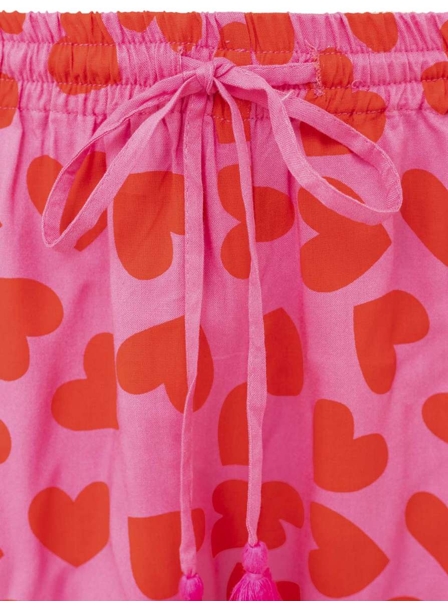 💕 Zwillingsherz Shorts "Hearts Allover" Hose Viskose Pink