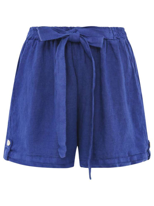 💕 Zwillingsherz Shorts Hose Leinenhose "Bermuda" Leinen Royalblau