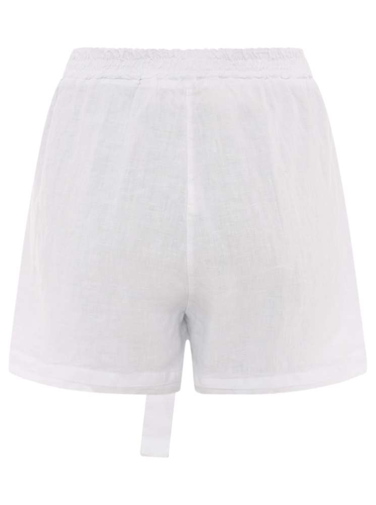 💕 Zwillingsherz Shorts Hose Leinenhose "Bermuda" Leinen Weiß