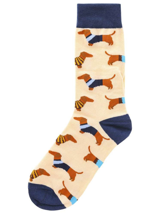 💕 Zwillingsherz Socken "Dackel-Print" Beige Navy
