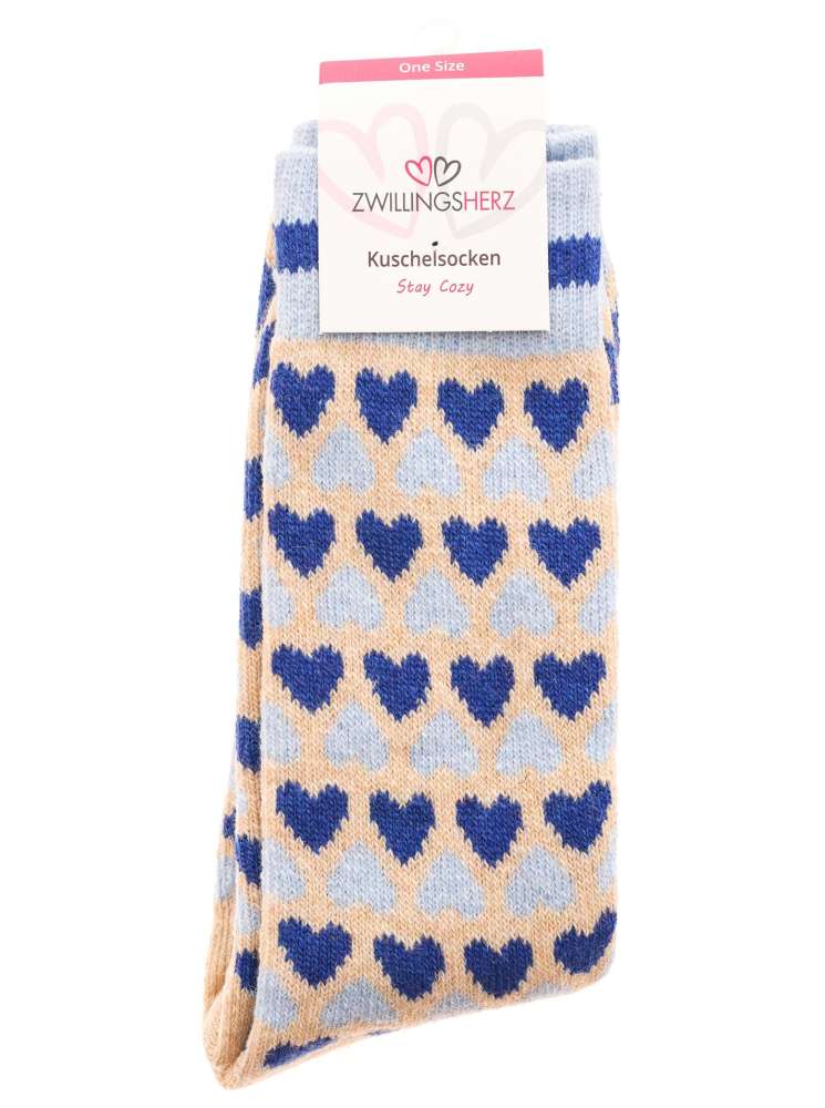 💕 Zwillingsherz Socken "Multi Herze" Kuschelsocken Blau