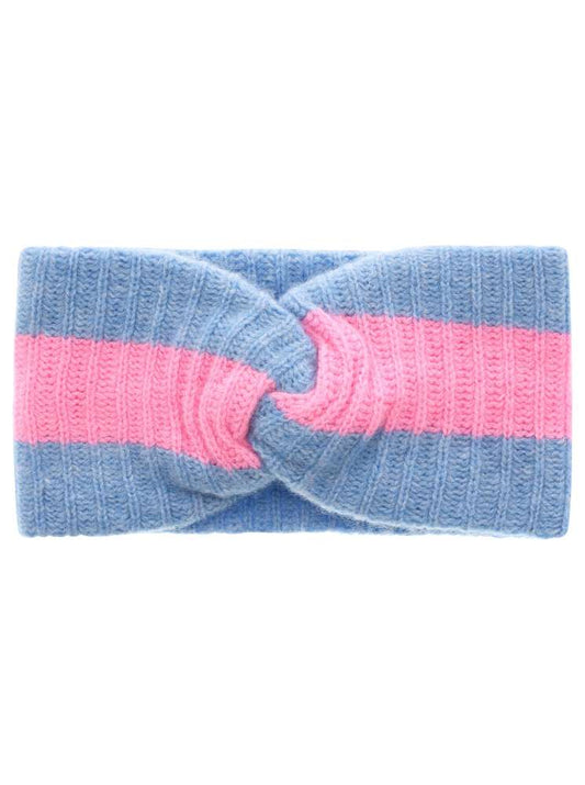 💕 Zwillingsherz Stirnband 100 % Cashmere "Streifen" Hellblau Bubblegum