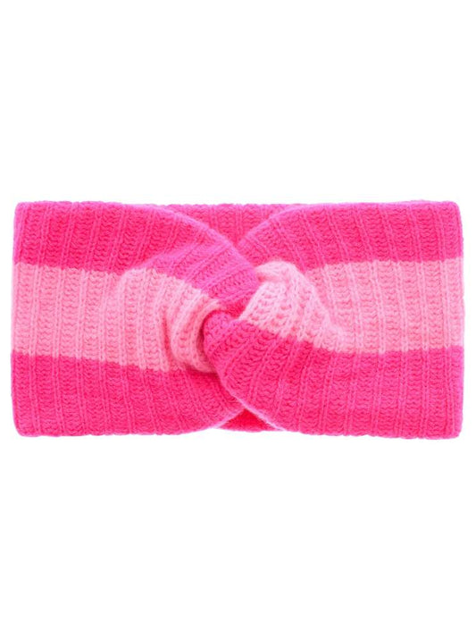 💕 Zwillingsherz Stirnband 100 % Cashmere "Streifen" Neonpink Bubblegum