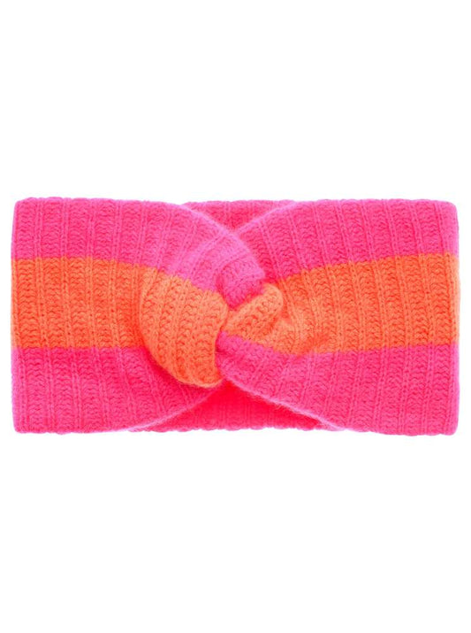 💕 Zwillingsherz Stirnband 100 % Cashmere "Streifen" Neonpink Neonorange