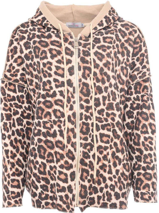 💕 Zwillingsherz Zip Sweatjacke "Double Face Leo" Sweater Beige