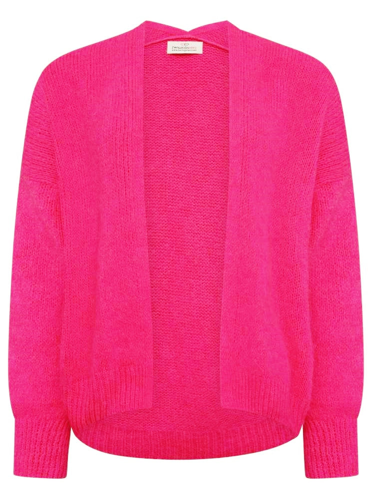 💕 Zwillingsherz Strickjacke kurz "Mailand" Wolle Neonpink