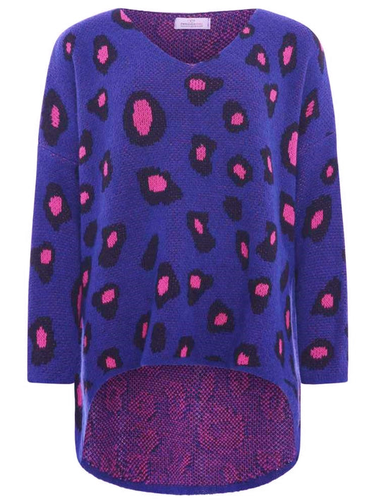 💕 Zwillingsherz Pullover Pulli Oversize "Neon & Leo" Blau