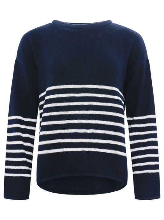 💕 Zwillingsherz Pullover Pulli "Streifen" 100 % Baumwolle Navy Weiß