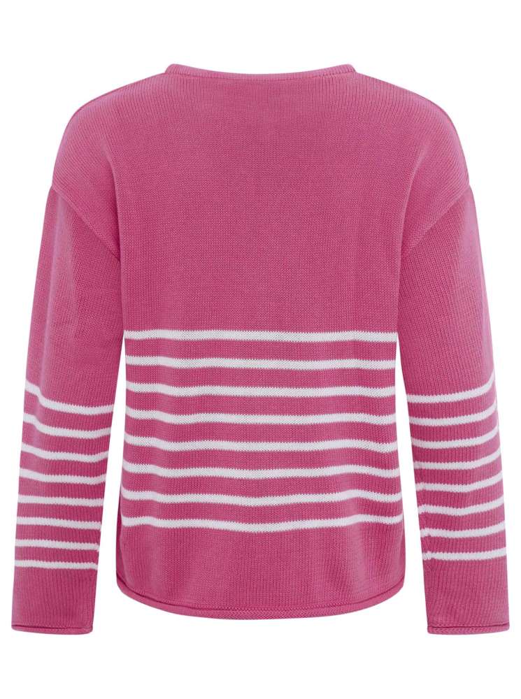 💕 Zwillingsherz Pullover Pulli "Streifen" 100 % Baumwolle Pink Weiß