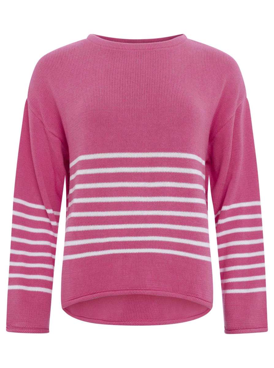 💕 Zwillingsherz Pullover Pulli "Streifen" 100 % Baumwolle Pink Weiß