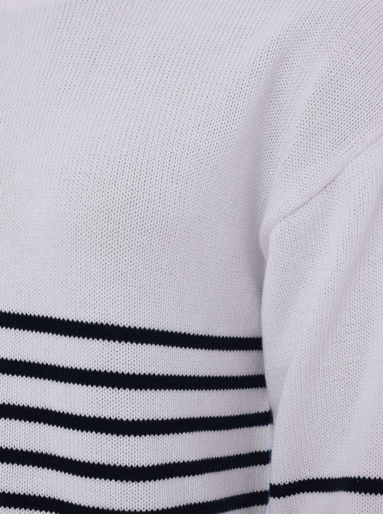 💕 Zwillingsherz Pullover Pulli "Streifen" 100 % Baumwolle Weiß Navy