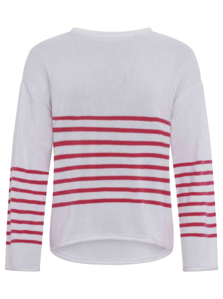 💕 Zwillingsherz Pullover Pulli "Streifen" 100 % Baumwolle Weiß Pink