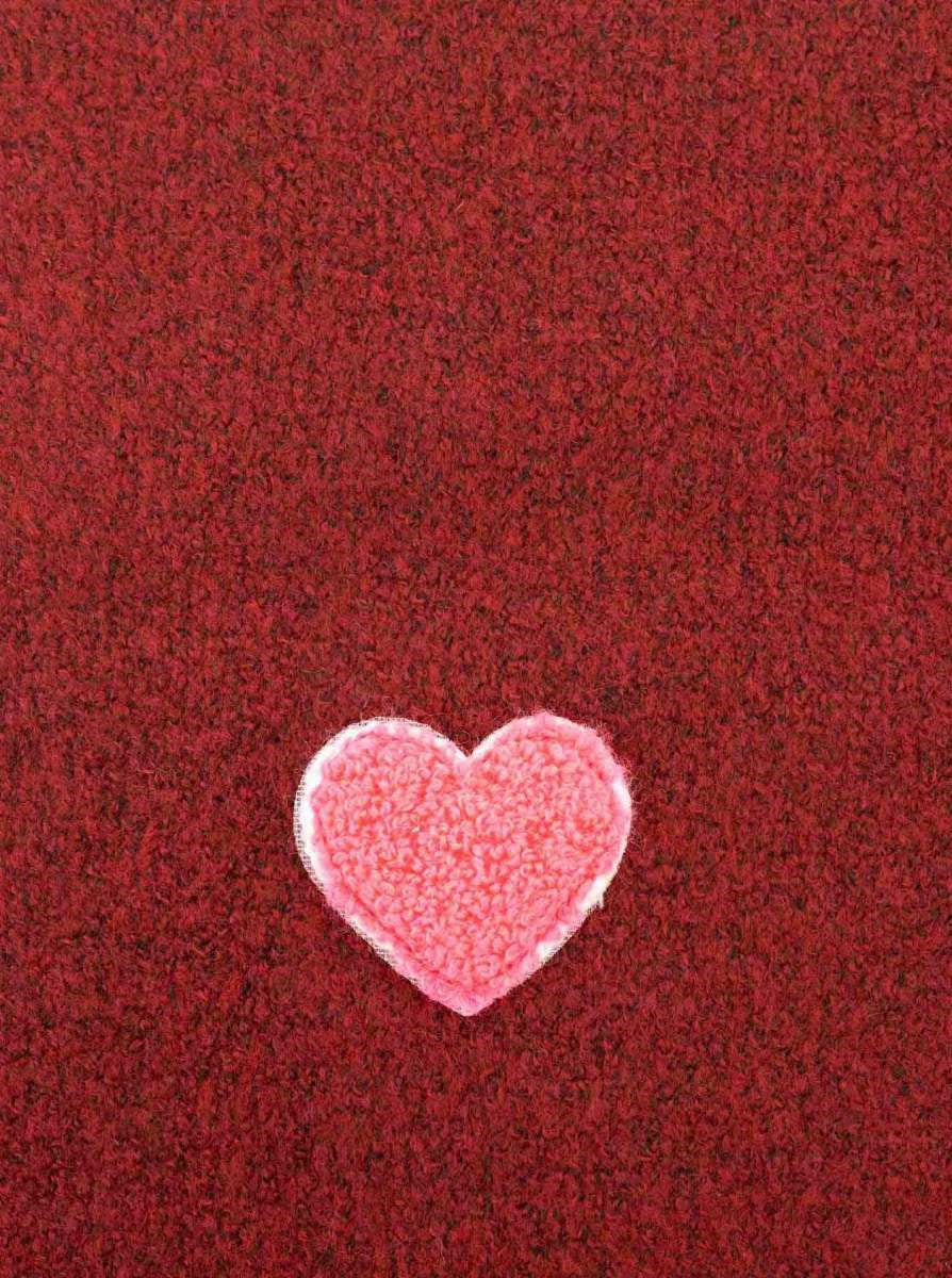 💕 Zwillingsherz Schal Strickschal Wollmix "Uni & Herz" Bordeaux