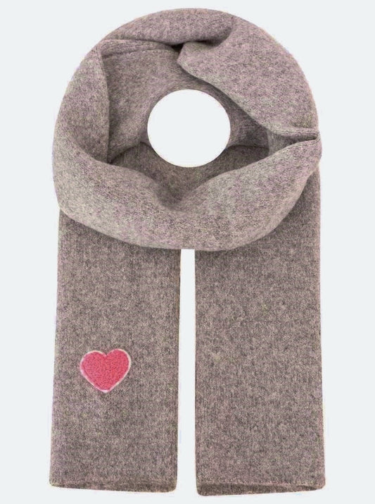 💕 Zwillingsherz Schal Strickschal Wollmix "Uni & Herz" Hellgrau