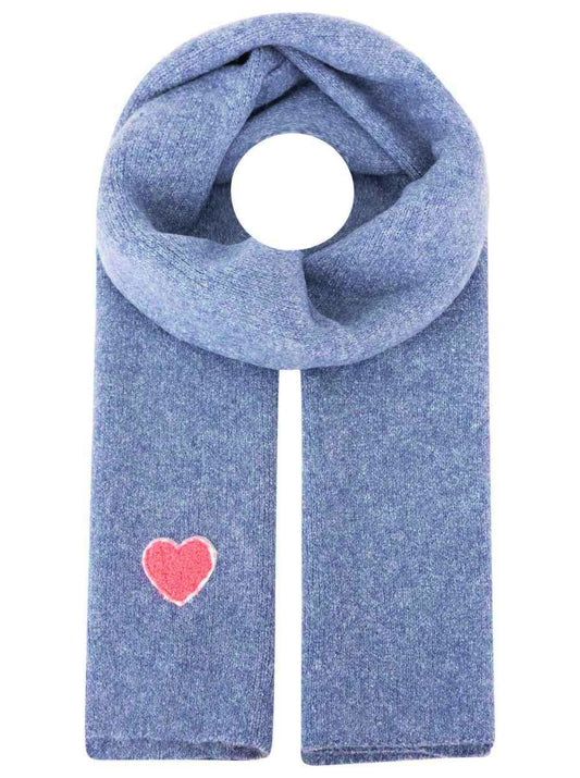 💕 Zwillingsherz Schal Strickschal Wollmix "Uni & Herz" Jeansblau