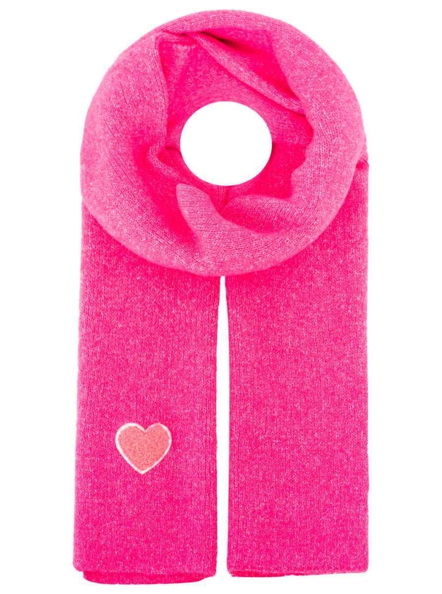 💕 Zwillingsherz Schal Strickschal Wollmix "Uni & Herz" Neonpink