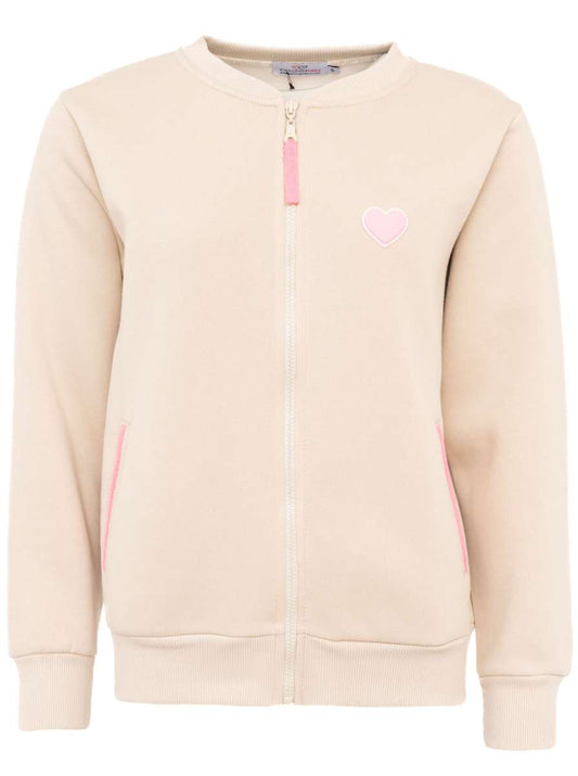 💕 Zwillingsherz Sweatbomberjacke "Love Happiness" Beige