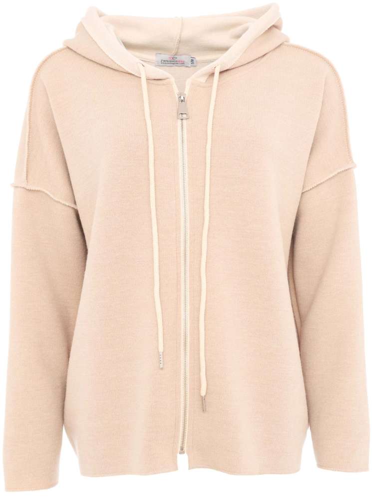 💕 Zwillingsherz Zip Sweatjacke Double Face "Uni & Zipper" Sweater Beige