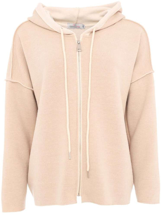 💕 Zwillingsherz Zip Sweatjacke Double Face "Uni & Zipper" Sweater Beige