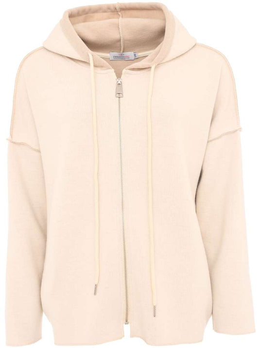 💕 Zwillingsherz Zip Sweatjacke Double Face "Uni & Zipper" Sweater Hellbeige