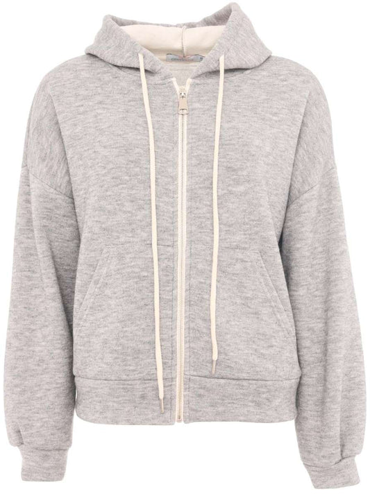 💕 Zwillingsherz Zip Sweatjacke Double Face "Uni & Tasche" Sweater Hellgrau