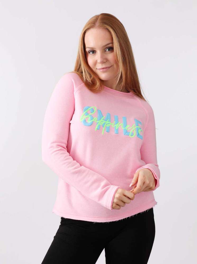 💕 Zwillingsherz Sweatshirt "Lisa" Smile Happiness Rosa