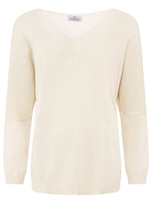 💕 Zwillingsherz Sweatshirt V-Neck Pullover "Uni" Sweater Creme