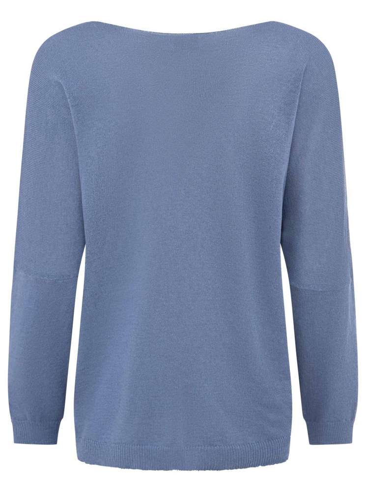 💕 Zwillingsherz Sweatshirt V-Neck Pullover "Uni" Sweater Jeansblau