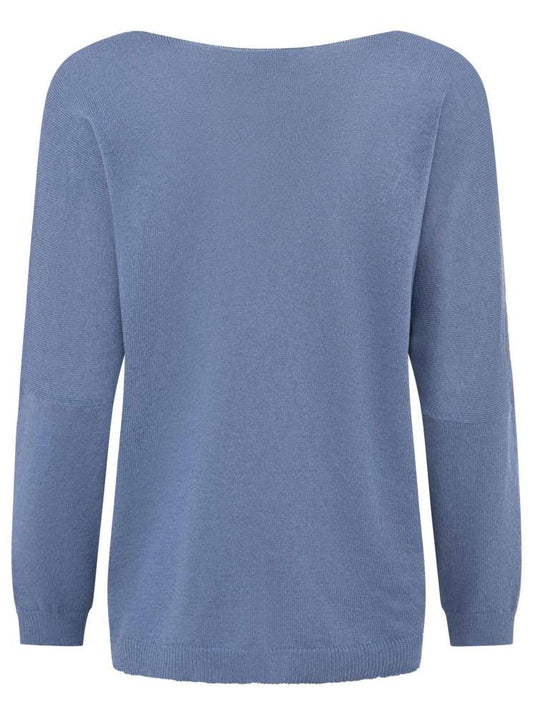 💕 Zwillingsherz Sweatshirt V-Neck Pullover "Uni" Sweater Jeansblau
