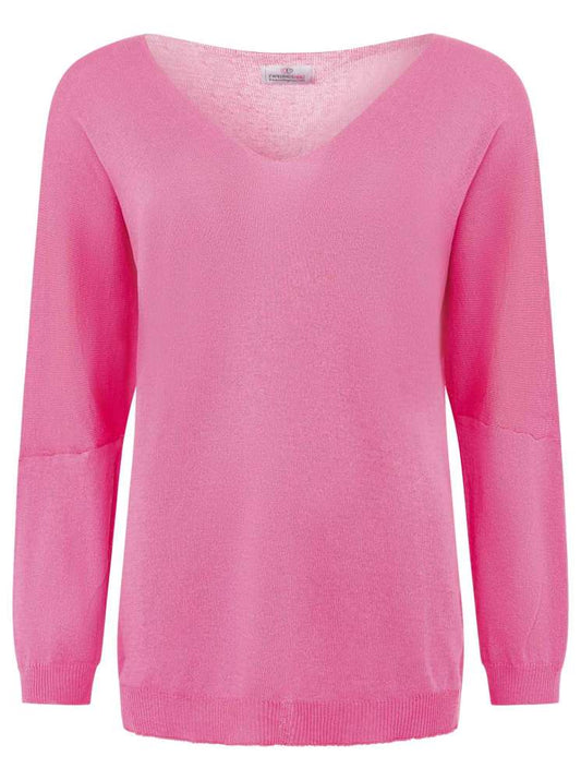 💕 Zwillingsherz Sweatshirt V-Neck Pullover "Uni" Sweater Pink