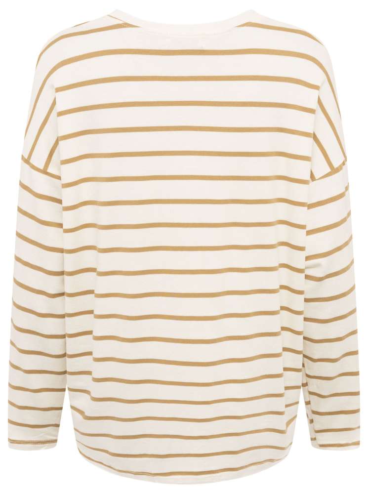 💕 Zwillingsherz Sweatshirt "Kleine Streifen" Sweater V-Neck Beige