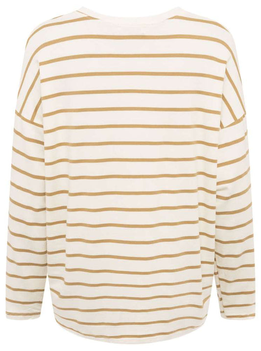 💕 Zwillingsherz Sweatshirt "Kleine Streifen" Sweater V-Neck Beige