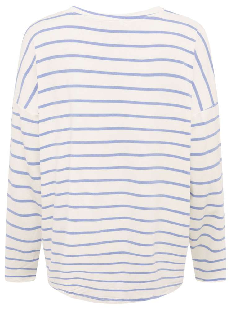 💕 Zwillingsherz Sweatshirt "Kleine Streifen" Sweater V-Neck Blau