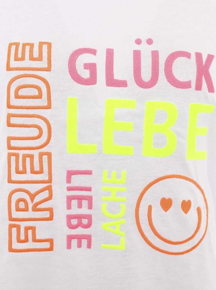 💕 Zwillingsherz T-Shirt "Freude Glück Lebe" Weiß Gelb