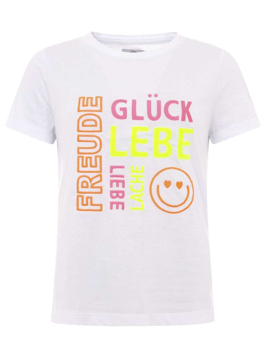 💕 Zwillingsherz T-Shirt "Freude Glück Lebe" Weiß Gelb