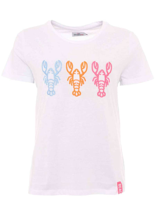 💕 Zwillingsherz T-Shirt "Lobster" Weiß Hellblau