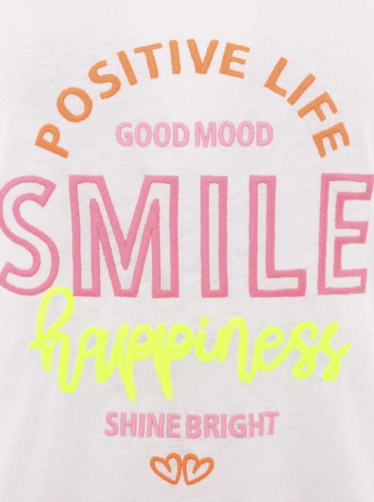 💕 Zwillingsherz T-Shirt "Smile Happiness" Weiß Orange