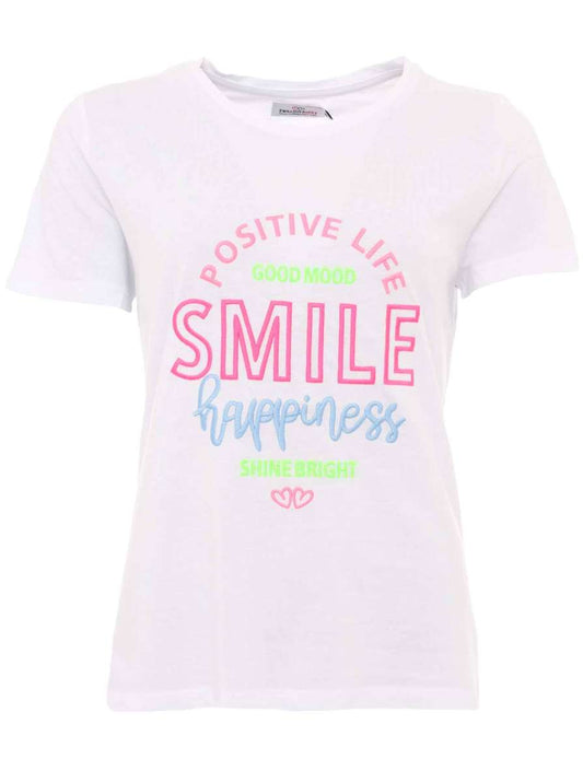 💕 Zwillingsherz T-Shirt "Smile Happiness" Weiß Pink
