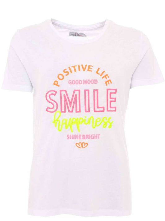 💕 Zwillingsherz T-Shirt "Smile Happiness" Weiß Orange