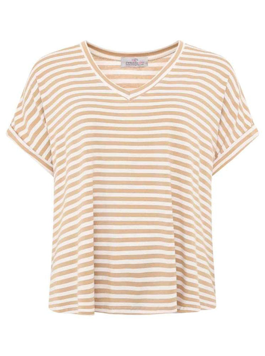 💕 Zwillingsherz Shirt "Maritime Streifen" Viskose Beige