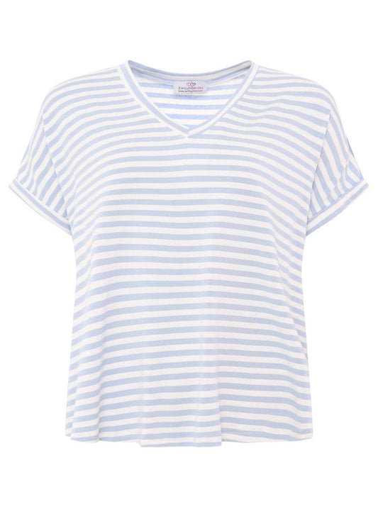 💕 Zwillingsherz Shirt "Maritime Streifen" Viskose Hellblau