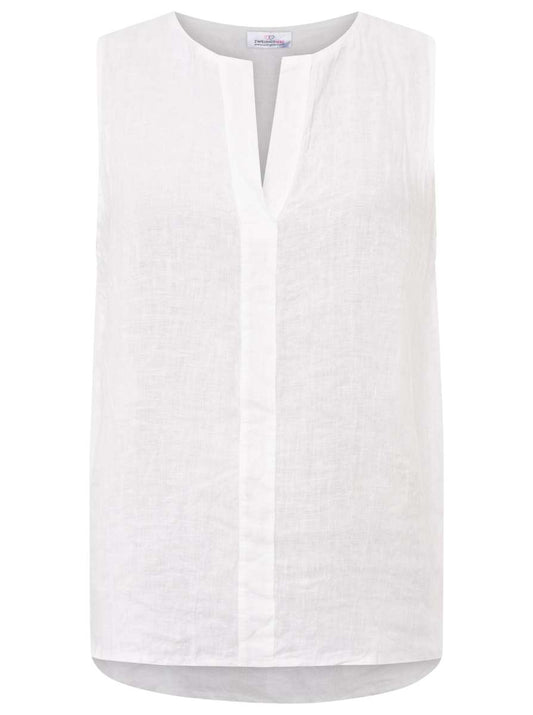 💕 Zwillingsherz 100 % Leinen Top "Classic" Weiß