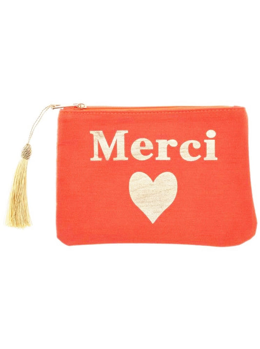 💕 Zwillingsherz Tasche Kosmetiktasche "Merci" Danke Pouch Orange