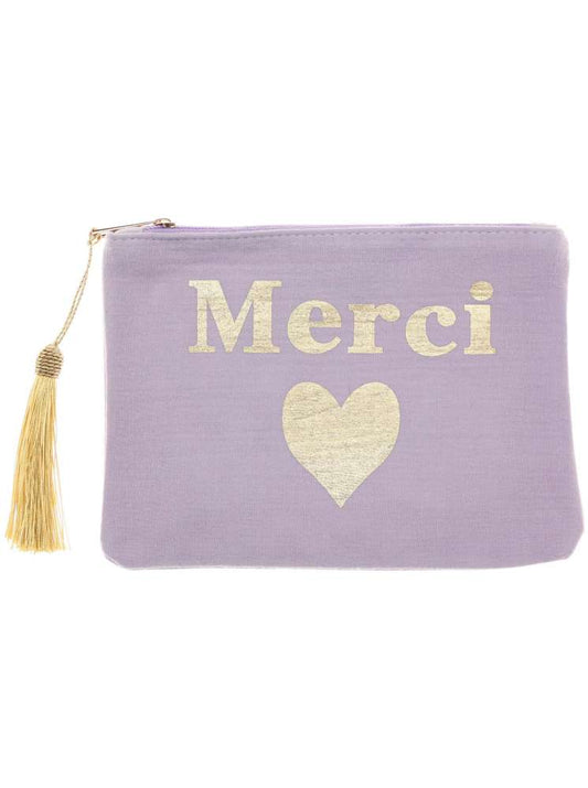 💕 Zwillingsherz Kosmetiktasche "Merci" Danke Pouch Lila