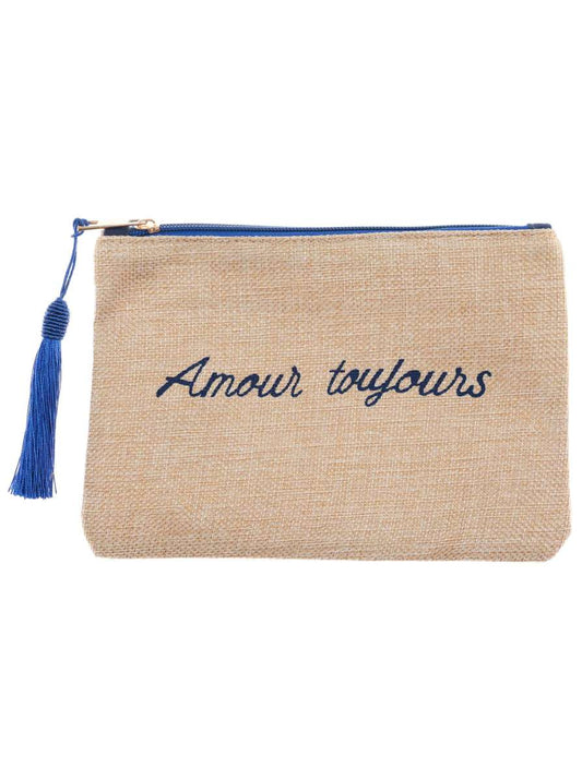 💕 Zwillingsherz Tasche Kosmetiktasche "Amour toujours" Pouch Blau