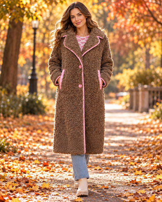 💕 Zwillingsherz Teddymantel "Happiness & Love" Taupe